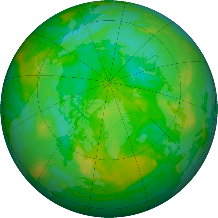 Arctic ozone map for 14 July 1990